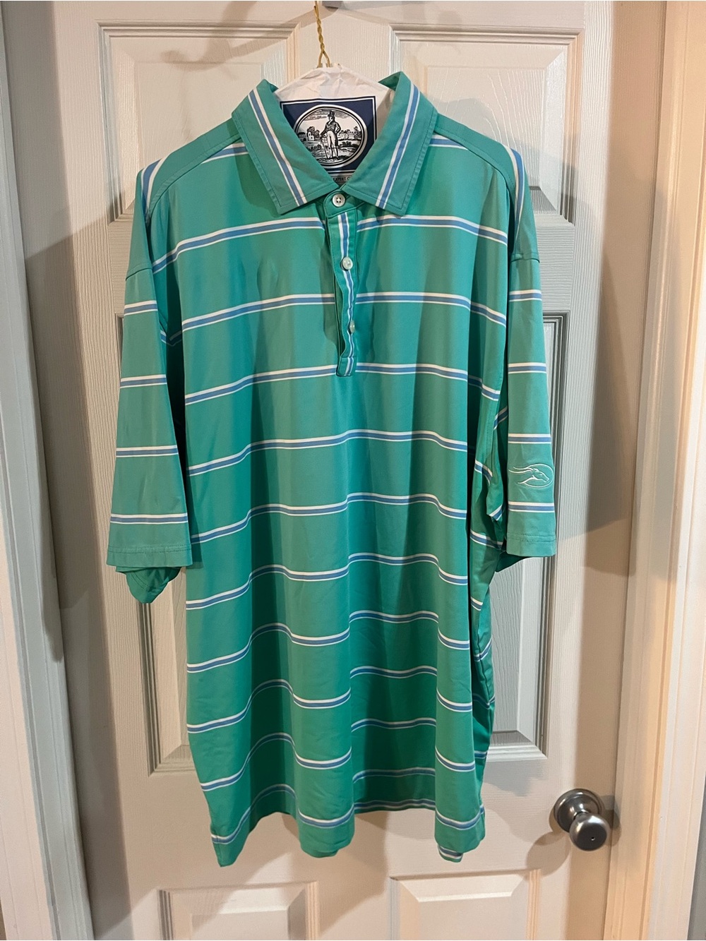 FootJoy Teal and White Striped Polo